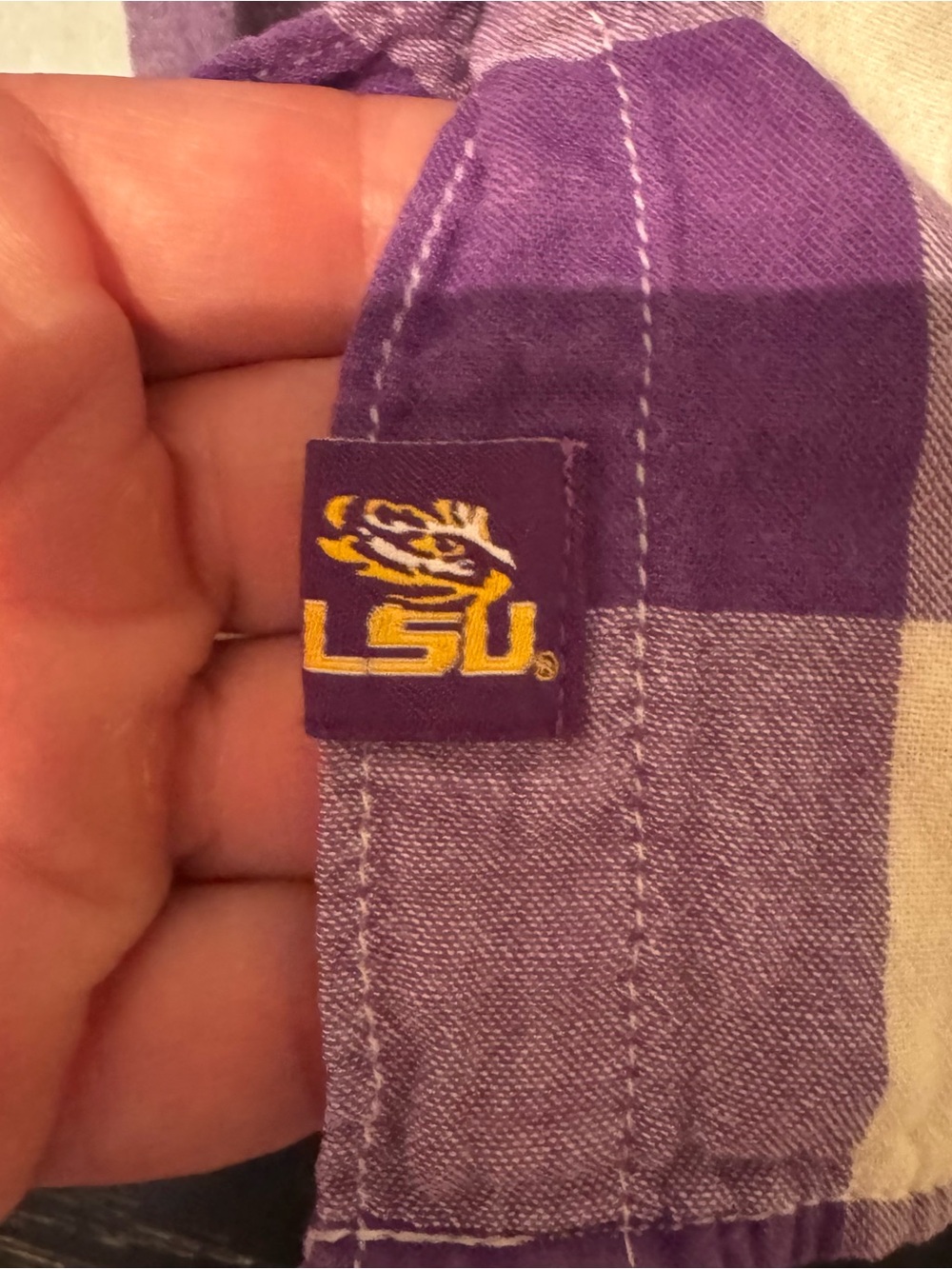 Columbia LSU Tigers Women’s XL Purple Plaid Hooded Flannel Shirt Roll Tab - Picture 4 of 12